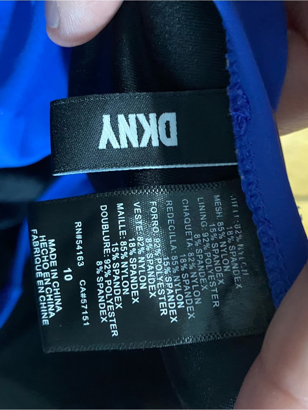 DKNY Royal Blue One-Piece Swimsuit with Black Side Panels - Picture 3 of 3